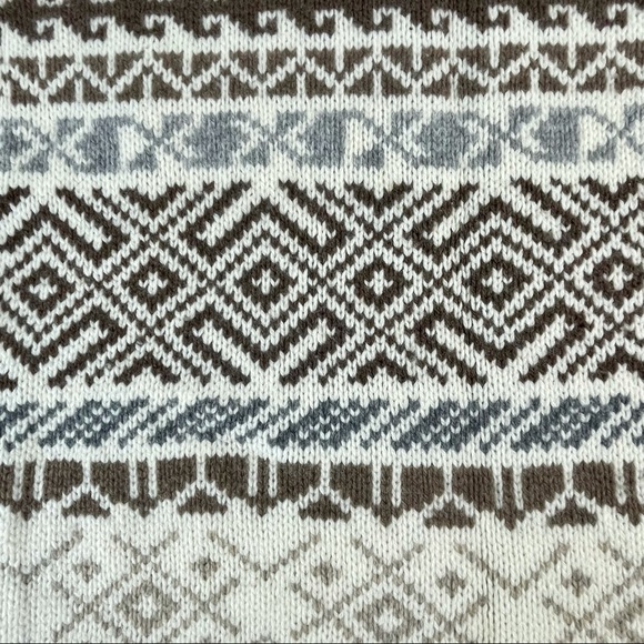 PURE & SIMPLE NORDIC FAIR ISLE CHUNKY KNIT LAMBSWOOL CREAM TURTLENECK SWEATER - Picture 9 of 14